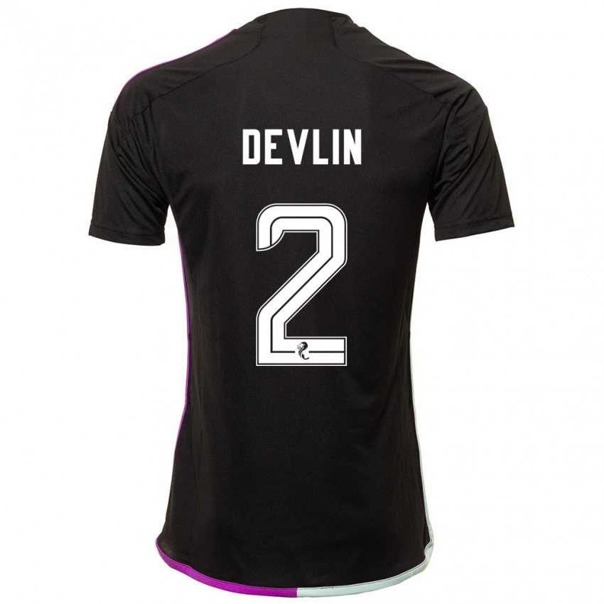 Børn Nicky Devlin #2 Sort Udebane Spillertrøjer 2023/24 Trøje T-Shirt