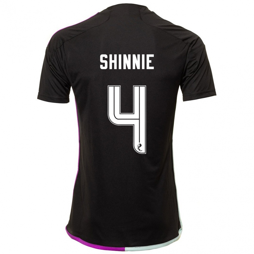 Børn Graeme Shinnie #4 Sort Udebane Spillertrøjer 2023/24 Trøje T-Shirt
