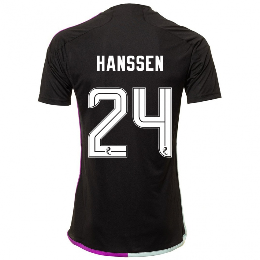 Børn Nadine Hanssen #24 Sort Udebane Spillertrøjer 2023/24 Trøje T-Shirt
