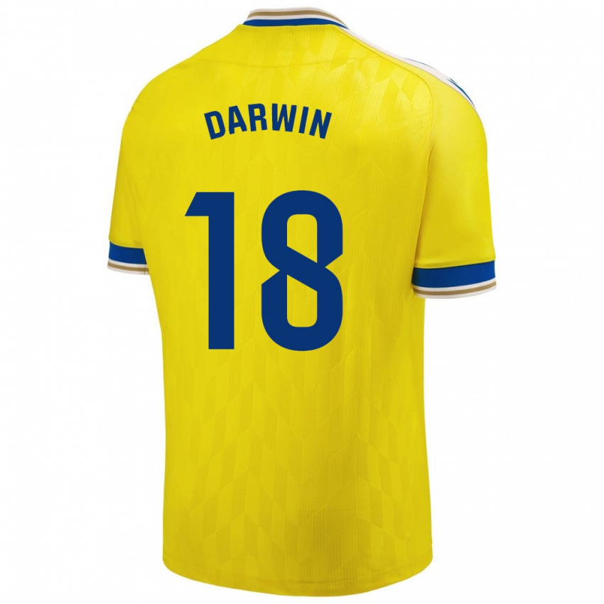 Mænd Darwin Machís #18 Gul Hjemmebane Spillertrøjer 2023/24 Trøje T-Shirt