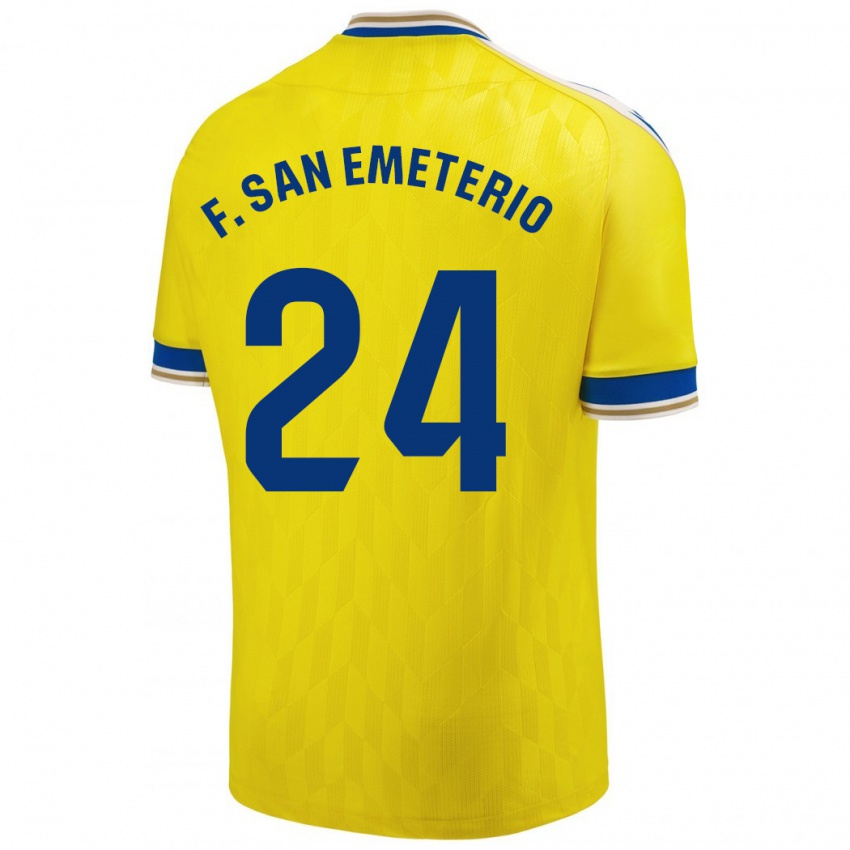 Mænd Fede San Emeterio #24 Gul Hjemmebane Spillertrøjer 2023/24 Trøje T-Shirt