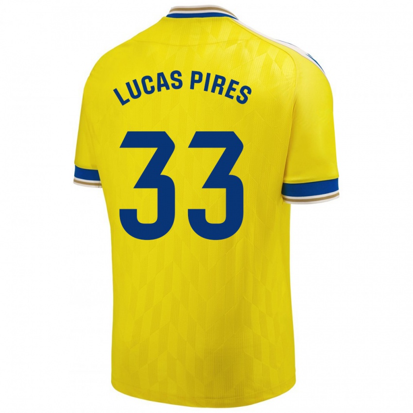 Mænd Lucas Pires #33 Gul Hjemmebane Spillertrøjer 2023/24 Trøje T-Shirt