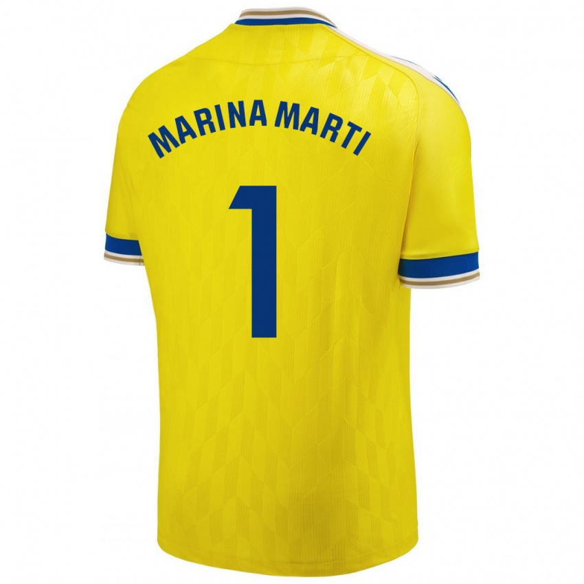 Mænd Marina Martí #1 Gul Hjemmebane Spillertrøjer 2023/24 Trøje T-Shirt