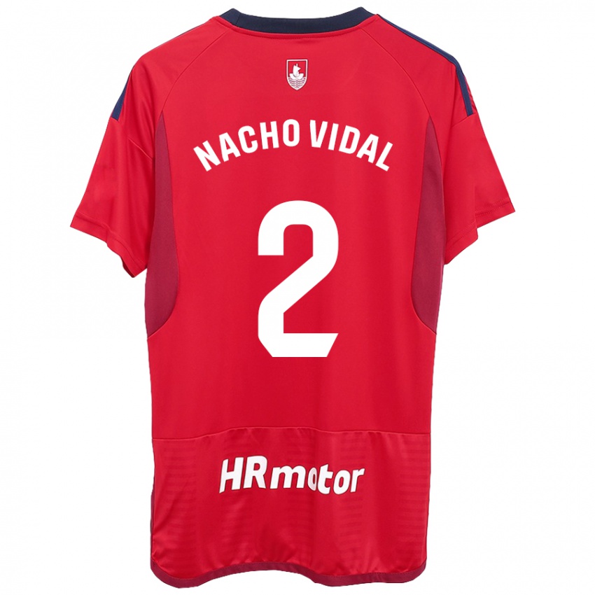 Mænd Nacho Vidal #2 Rød Hjemmebane Spillertrøjer 2023/24 Trøje T-Shirt