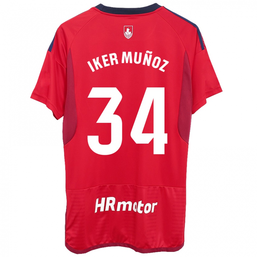 Mænd Iker Muñoz #34 Rød Hjemmebane Spillertrøjer 2023/24 Trøje T-Shirt