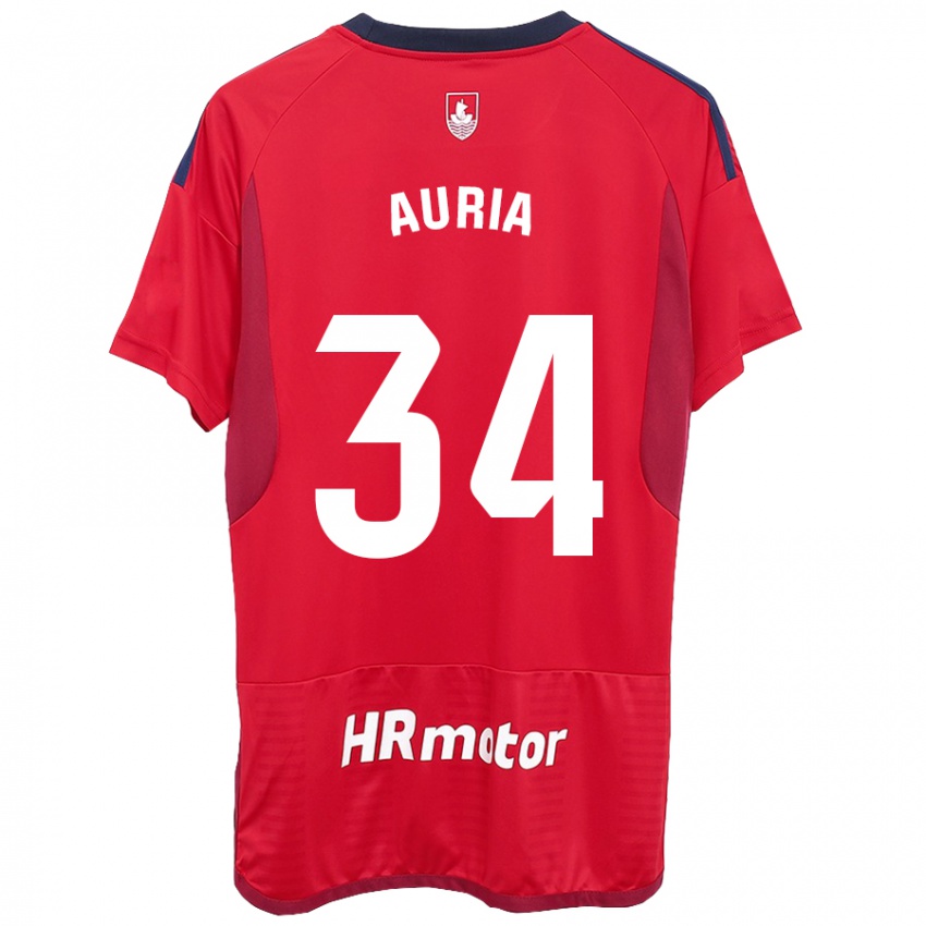 Mænd Miguel Auria #34 Rød Hjemmebane Spillertrøjer 2023/24 Trøje T-Shirt