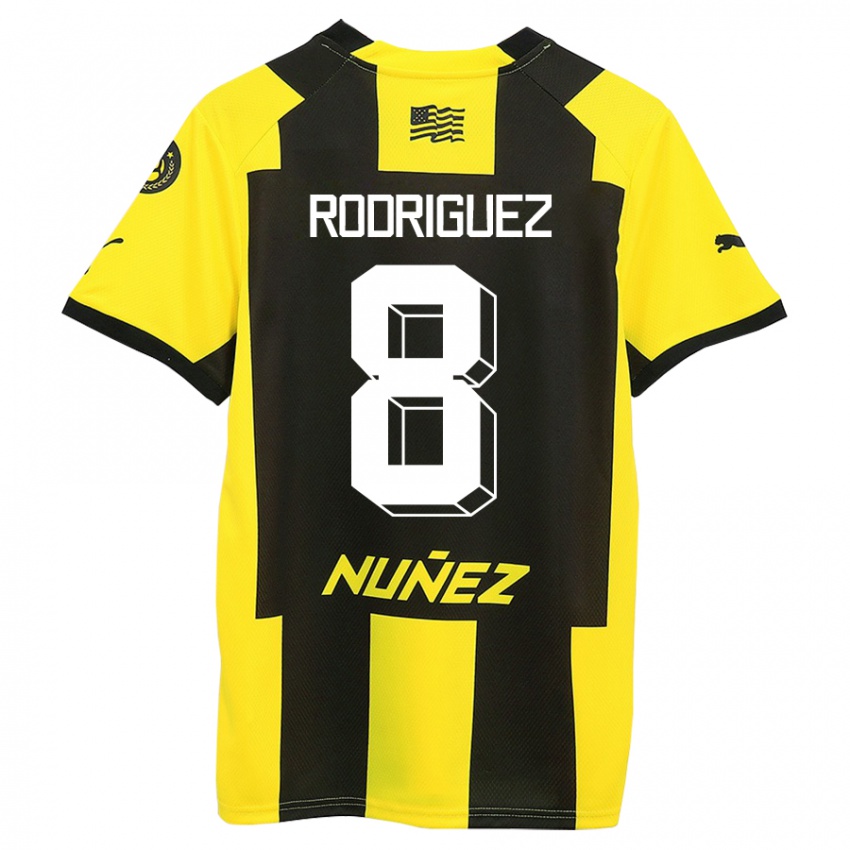 Mænd Sebastián Rodríguez #8 Gul Sort Hjemmebane Spillertrøjer 2023/24 Trøje T-Shirt