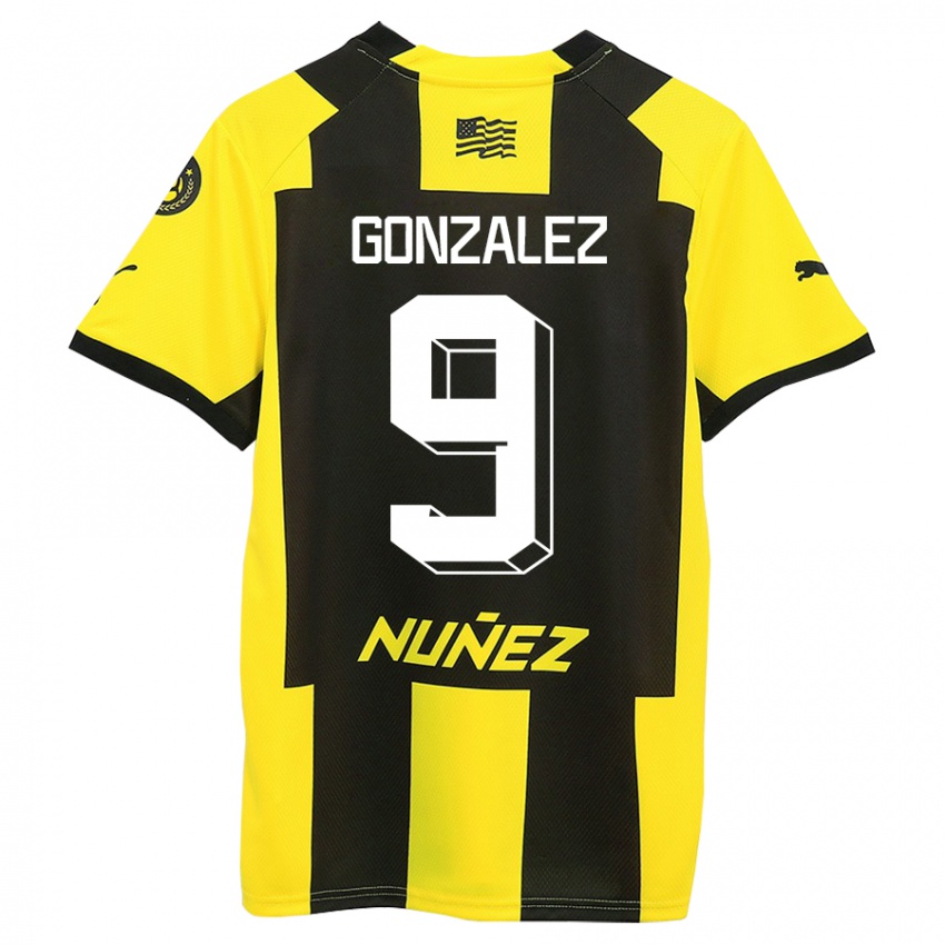 Mænd Franco González #9 Gul Sort Hjemmebane Spillertrøjer 2023/24 Trøje T-Shirt