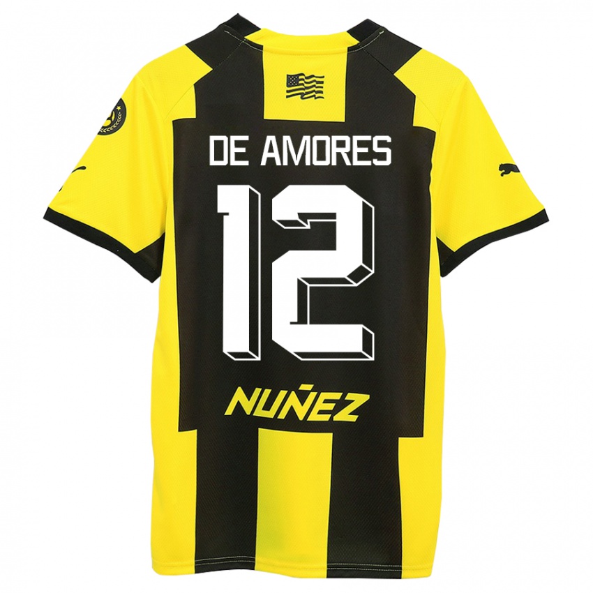 Mænd Guillermo De Amores #12 Gul Sort Hjemmebane Spillertrøjer 2023/24 Trøje T-Shirt