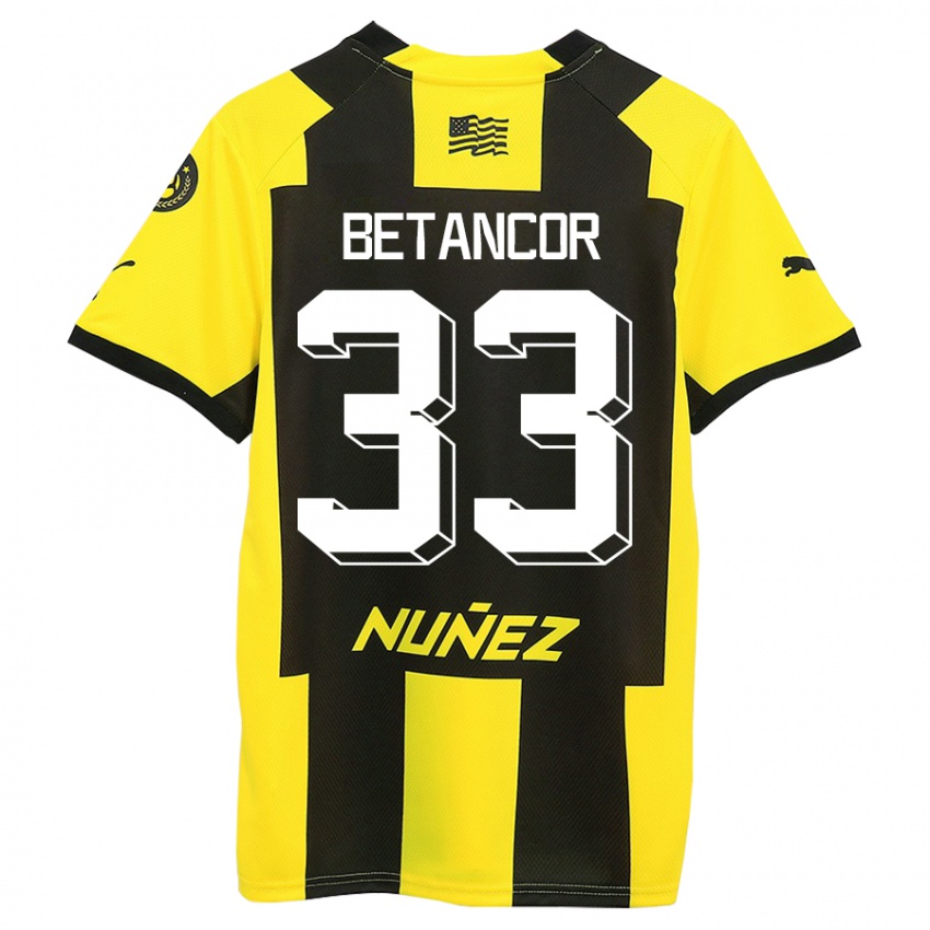 Mænd Bruno Betancor #33 Gul Sort Hjemmebane Spillertrøjer 2023/24 Trøje T-Shirt