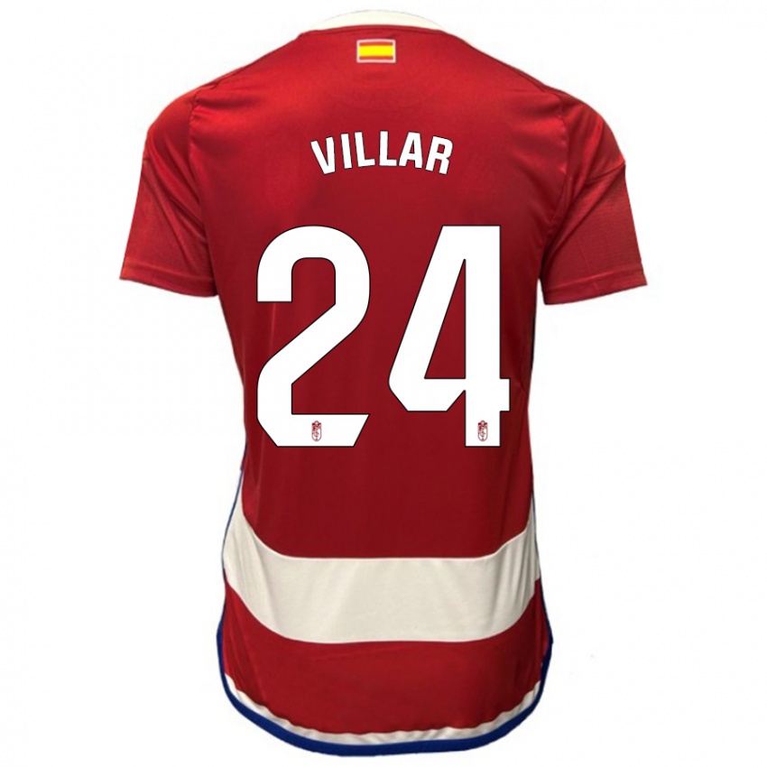 Mænd Gonzalo Villar #24 Rød Hjemmebane Spillertrøjer 2023/24 Trøje T-Shirt