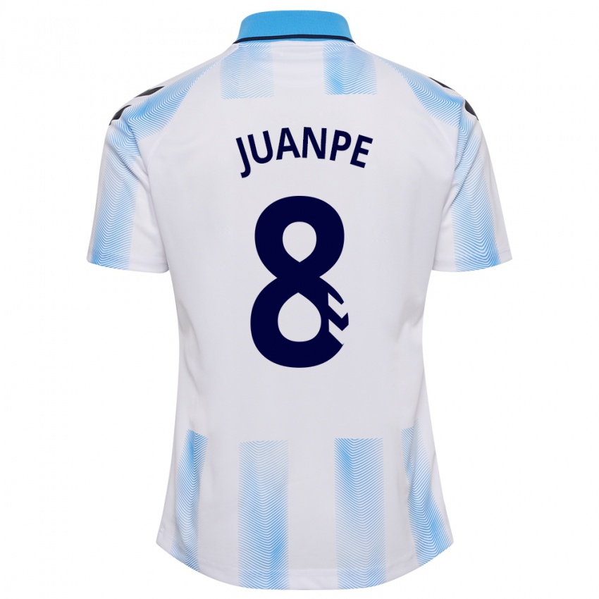 Mænd Juanpe #8 Hvid Blå Hjemmebane Spillertrøjer 2023/24 Trøje T-Shirt