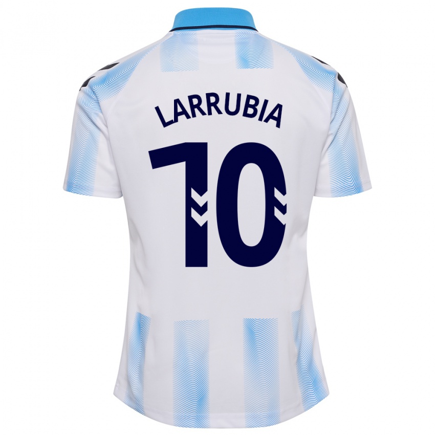 Mænd David Larrubia #10 Hvid Blå Hjemmebane Spillertrøjer 2023/24 Trøje T-Shirt