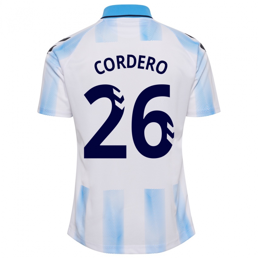 Mænd Antonio Cordero #26 Hvid Blå Hjemmebane Spillertrøjer 2023/24 Trøje T-Shirt