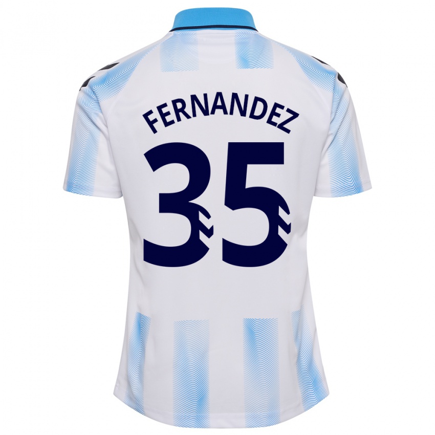 Mænd Inés Fernández #35 Hvid Blå Hjemmebane Spillertrøjer 2023/24 Trøje T-Shirt