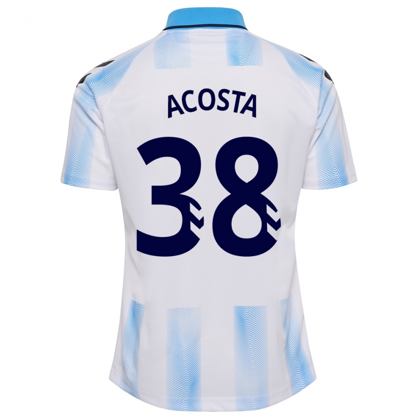 Mænd Judith Acosta #38 Hvid Blå Hjemmebane Spillertrøjer 2023/24 Trøje T-Shirt