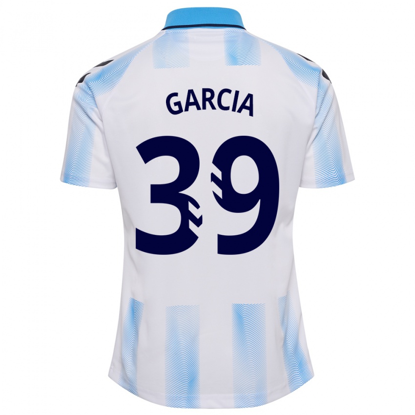 Mænd Claudia García #39 Hvid Blå Hjemmebane Spillertrøjer 2023/24 Trøje T-Shirt