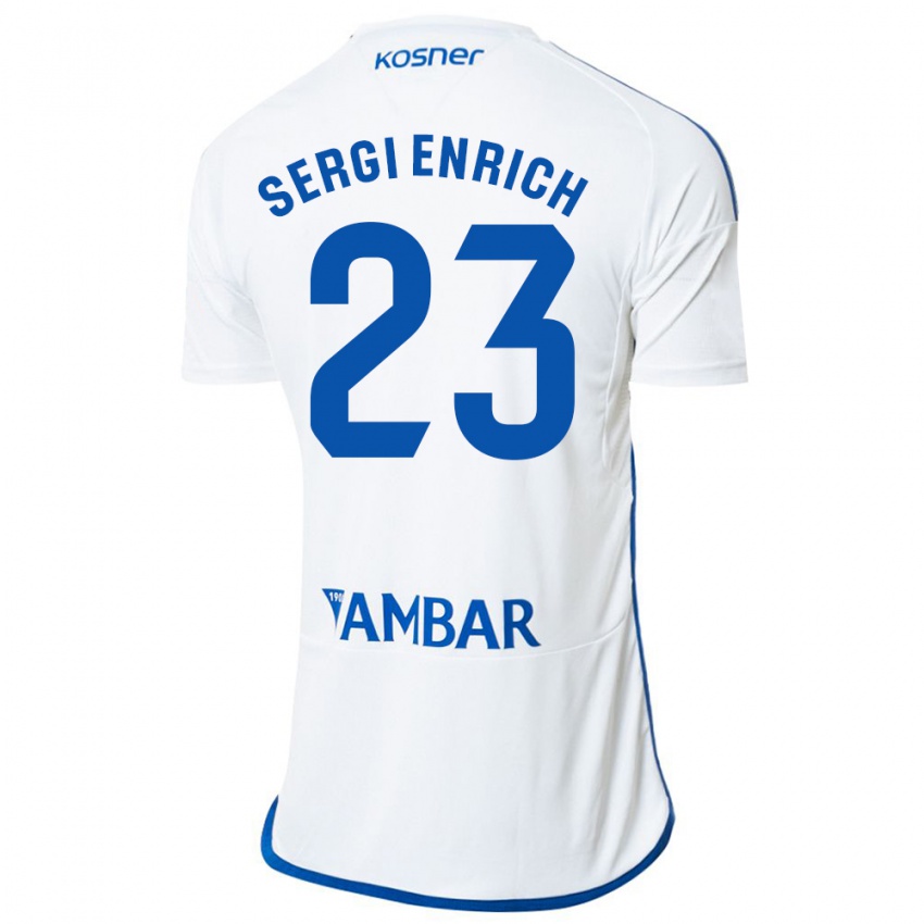 Mænd Sergi Enrich #23 Hvid Hjemmebane Spillertrøjer 2023/24 Trøje T-Shirt