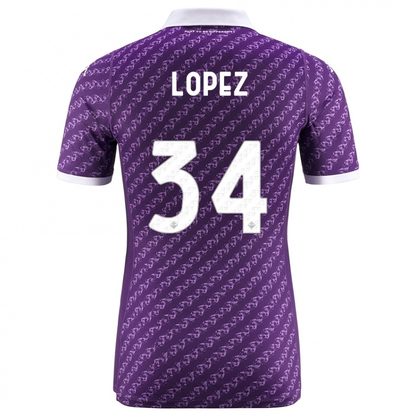 Mænd Lucas López #34 Viol Hjemmebane Spillertrøjer 2023/24 Trøje T-Shirt