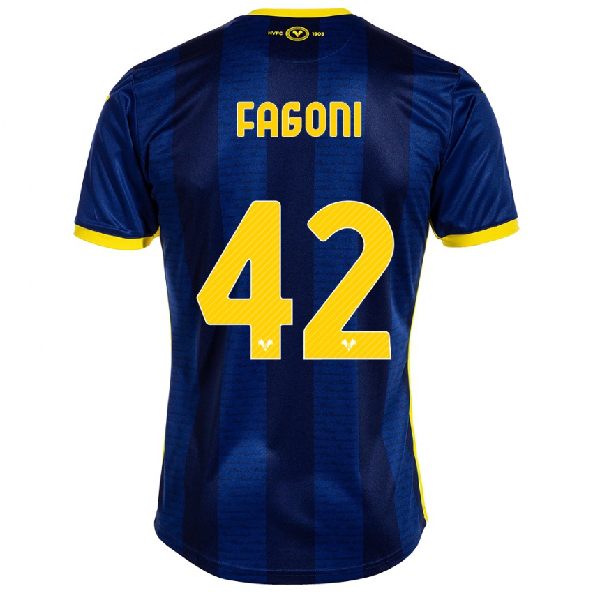 Mænd Marco Fagoni #42 Flåde Hjemmebane Spillertrøjer 2023/24 Trøje T-Shirt