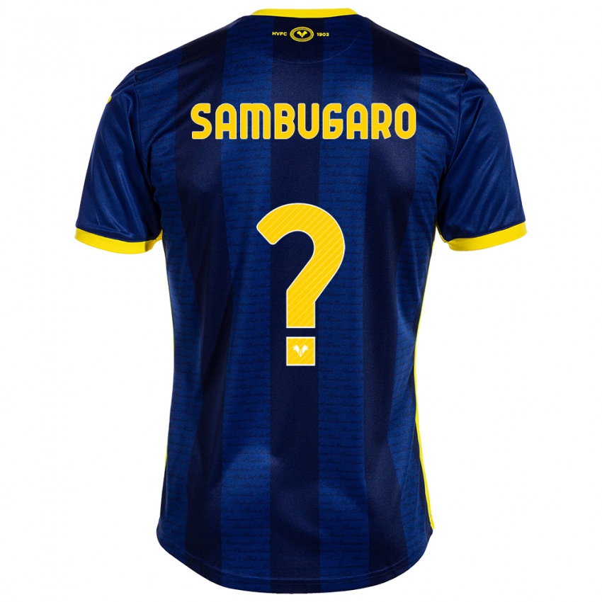 Mænd Mattia Sambugaro #0 Flåde Hjemmebane Spillertrøjer 2023/24 Trøje T-Shirt