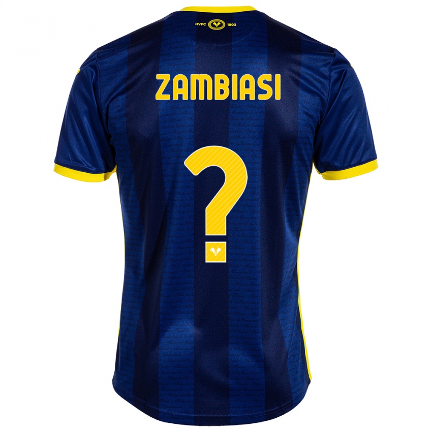 Mænd Yonas Zambiasi #0 Flåde Hjemmebane Spillertrøjer 2023/24 Trøje T-Shirt