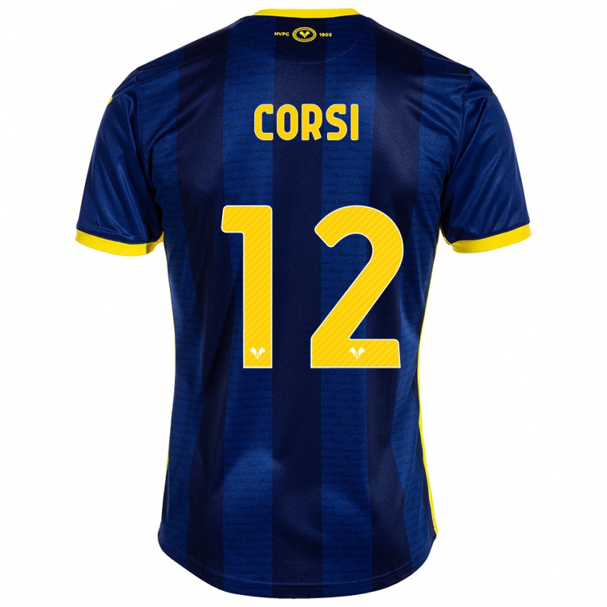 Mænd Sara Corsi #12 Flåde Hjemmebane Spillertrøjer 2023/24 Trøje T-Shirt