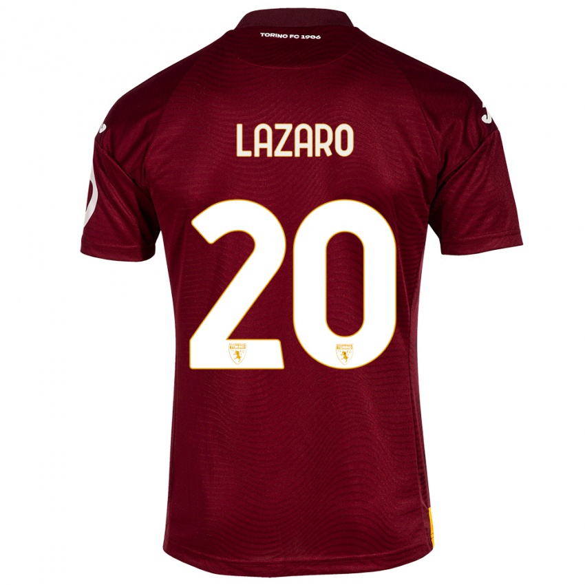 Mænd Valentino Lazaro #20 Mørkerød Hjemmebane Spillertrøjer 2023/24 Trøje T-Shirt