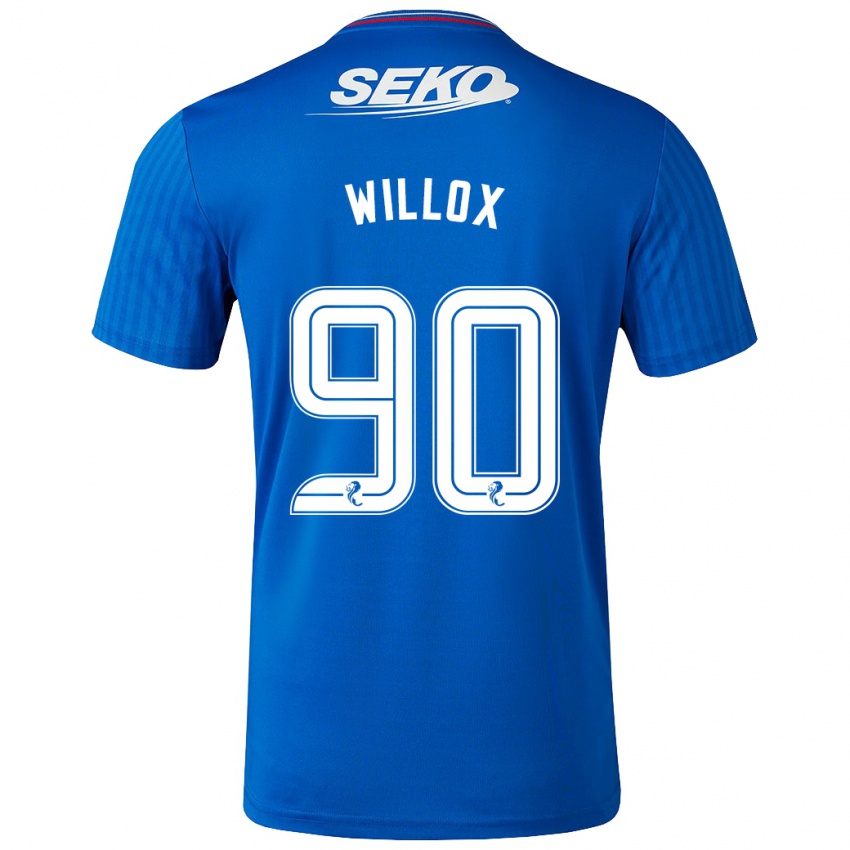 Mænd Kieron Willox #90 Blå Hjemmebane Spillertrøjer 2023/24 Trøje T-Shirt