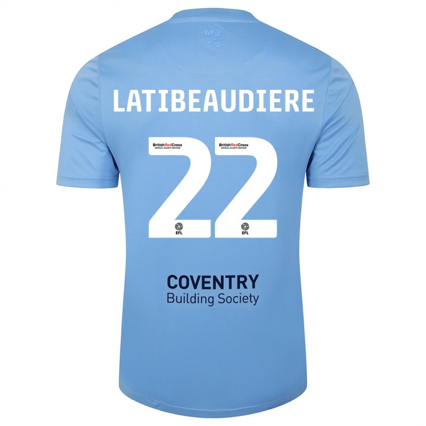Mænd Joel Latibeaudiere #22 Himmelblå Hjemmebane Spillertrøjer 2023/24 Trøje T-Shirt