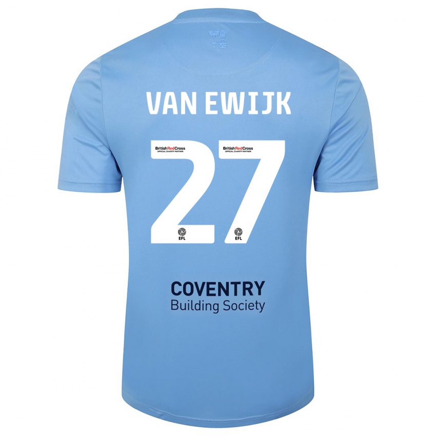 Mænd Milan Van Ewijk #27 Himmelblå Hjemmebane Spillertrøjer 2023/24 Trøje T-Shirt