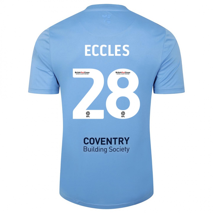 Mænd Josh Eccles #28 Himmelblå Hjemmebane Spillertrøjer 2023/24 Trøje T-Shirt