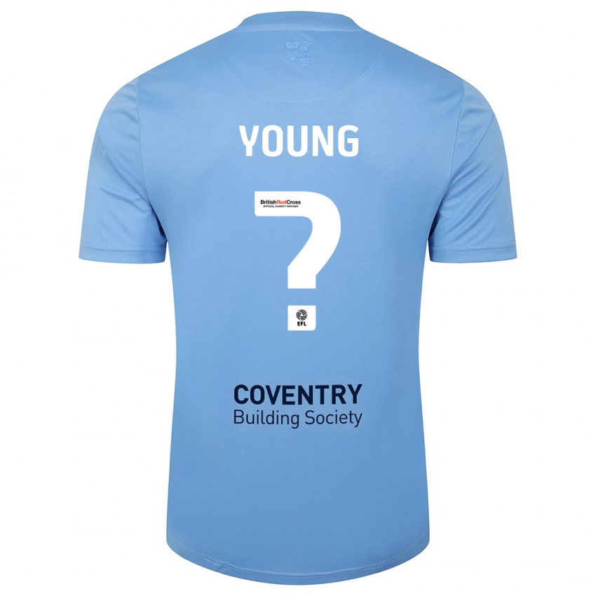 Mænd Shay Young #0 Himmelblå Hjemmebane Spillertrøjer 2023/24 Trøje T-Shirt