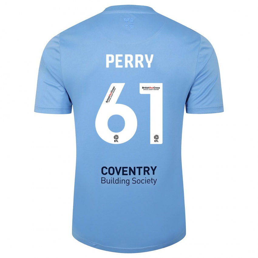 Mænd Callum Perry #61 Himmelblå Hjemmebane Spillertrøjer 2023/24 Trøje T-Shirt