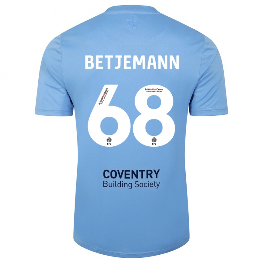 Mænd Elliot Betjemann #68 Himmelblå Hjemmebane Spillertrøjer 2023/24 Trøje T-Shirt