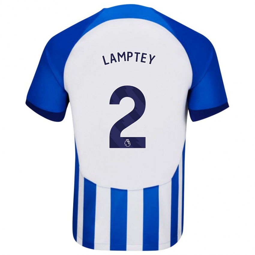 Mænd Tariq Lamptey #2 Blå Hjemmebane Spillertrøjer 2023/24 Trøje T-Shirt