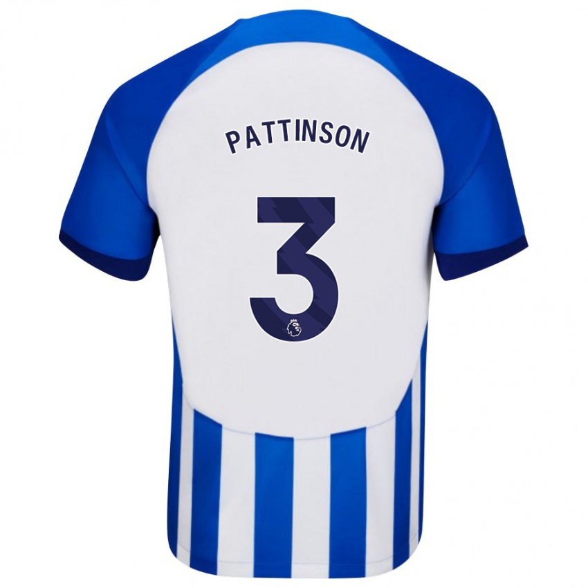 Mænd Poppy Pattinson #3 Blå Hjemmebane Spillertrøjer 2023/24 Trøje T-Shirt