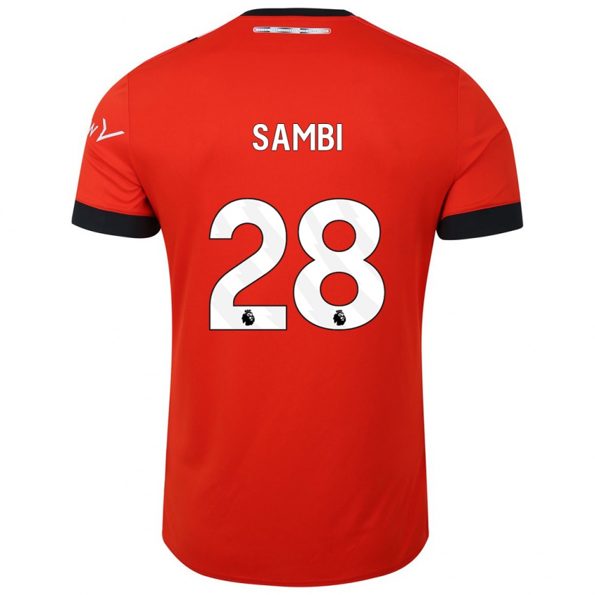 Mænd Albert Sambi Lokonga #28 Rød Hjemmebane Spillertrøjer 2023/24 Trøje T-Shirt