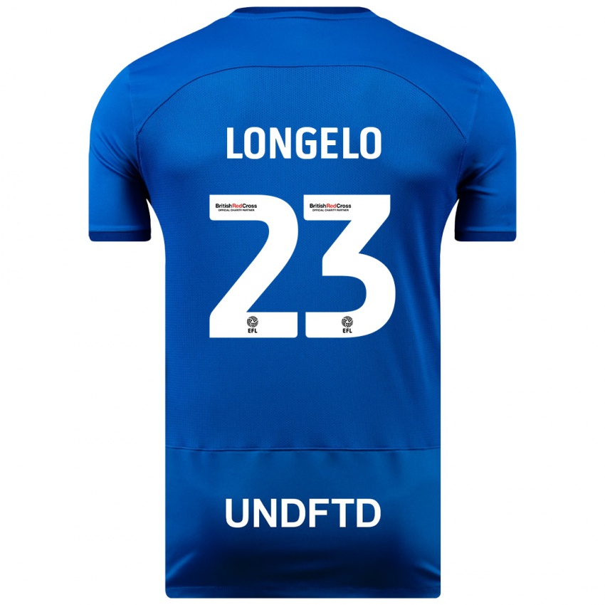 Mænd Emmanuel Longelo #23 Blå Hjemmebane Spillertrøjer 2023/24 Trøje T-Shirt