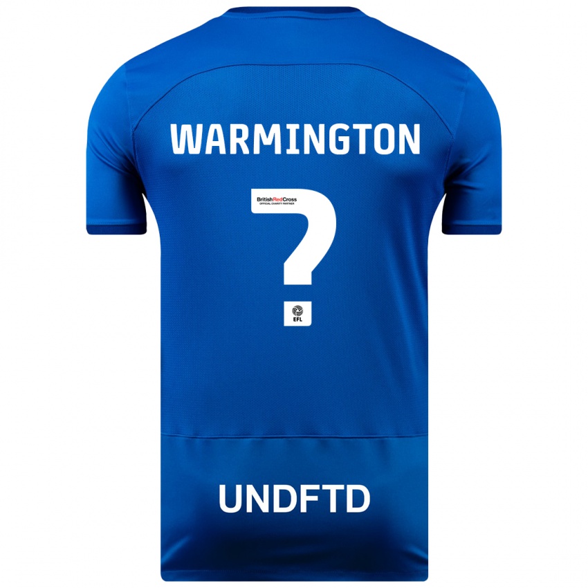 Mænd Tyrese Warmington #0 Blå Hjemmebane Spillertrøjer 2023/24 Trøje T-Shirt