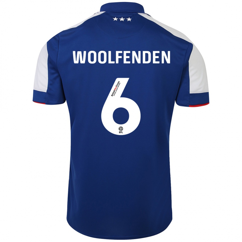 Mænd Luke Woolfenden #6 Blå Hjemmebane Spillertrøjer 2023/24 Trøje T-Shirt