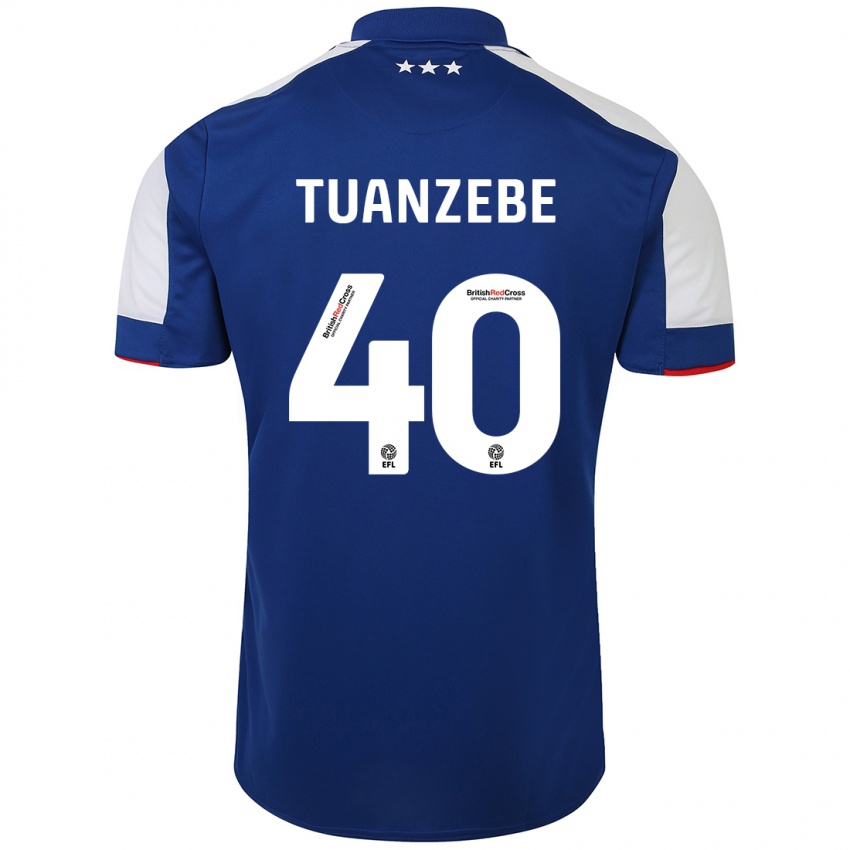 Mænd Axel Tuanzebe #40 Blå Hjemmebane Spillertrøjer 2023/24 Trøje T-Shirt