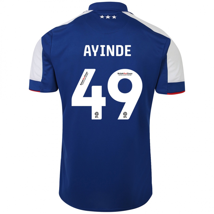 Mænd Leon Ayinde #49 Blå Hjemmebane Spillertrøjer 2023/24 Trøje T-Shirt