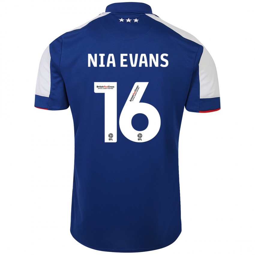 Mænd Nia Evans #16 Blå Hjemmebane Spillertrøjer 2023/24 Trøje T-Shirt