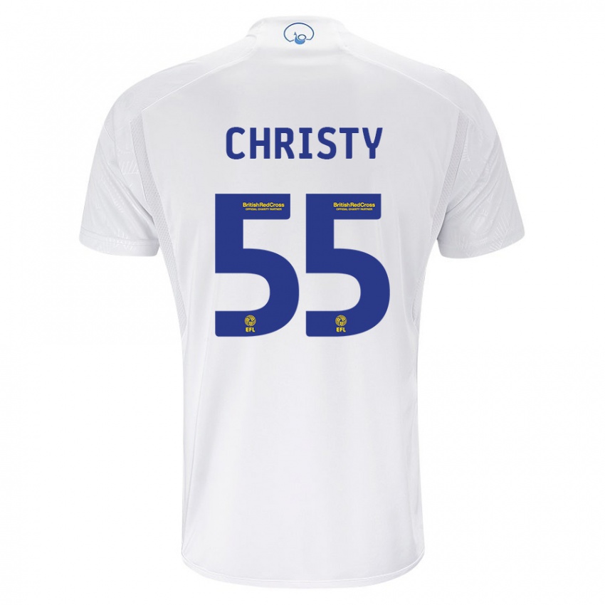 Mænd Harry Christy #55 Hvid Hjemmebane Spillertrøjer 2023/24 Trøje T-Shirt