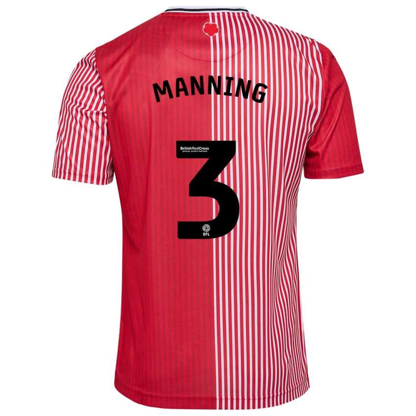 Mænd Ryan Manning #3 Rød Hjemmebane Spillertrøjer 2023/24 Trøje T-Shirt