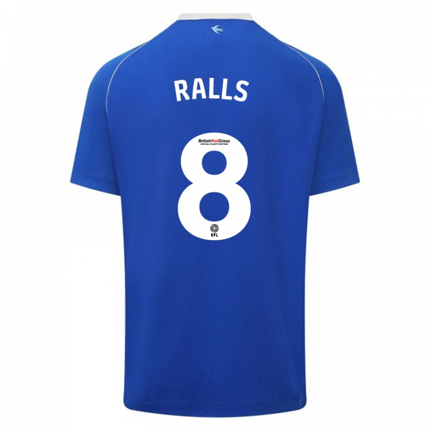 Mænd Joe Ralls #8 Blå Hjemmebane Spillertrøjer 2023/24 Trøje T-Shirt