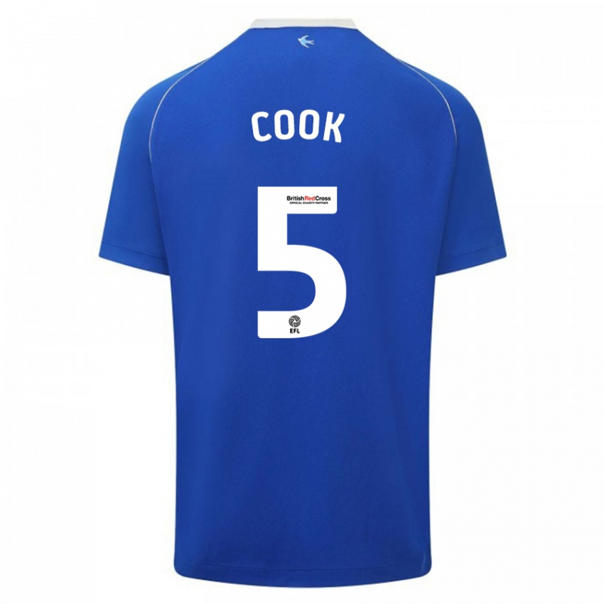 Mænd Freddie Cook #5 Blå Hjemmebane Spillertrøjer 2023/24 Trøje T-Shirt