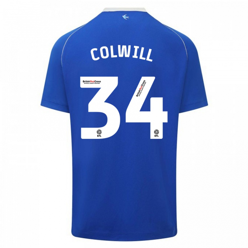 Mænd Joel Colwill #34 Blå Hjemmebane Spillertrøjer 2023/24 Trøje T-Shirt