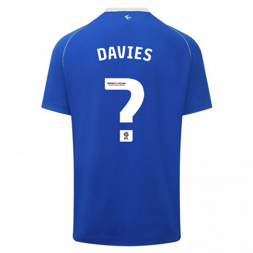 Mænd Kian Davies #0 Blå Hjemmebane Spillertrøjer 2023/24 Trøje T-Shirt